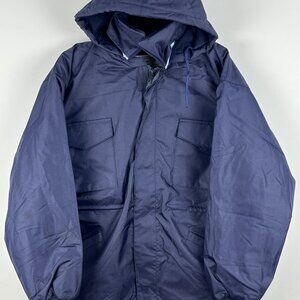 Benedict Safety Wear Parka Jacket Size M Blue Long Sleeve Hooded Zip Pockets